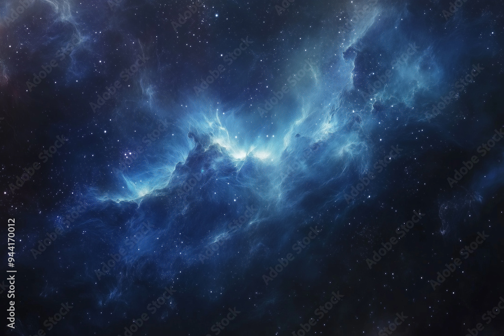 Fototapeta premium Star clusters nebula in celestial blue hue gaseous clouds swirl and intertwine, creating a mesmerizing cosmic tapestry