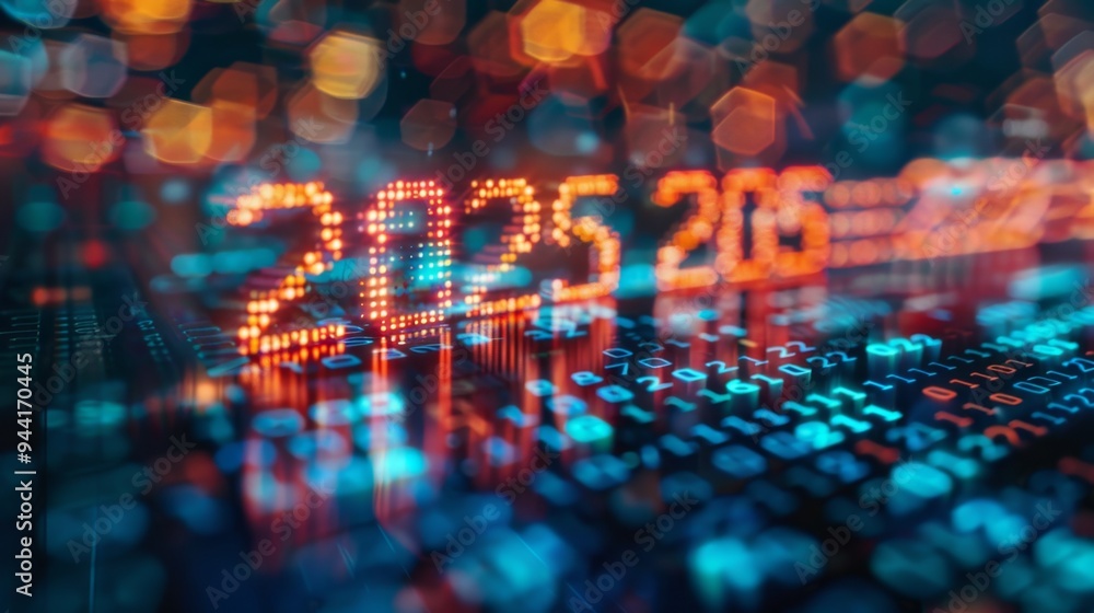 Obraz premium Futuristic Binary Code Data Stream Visualization
