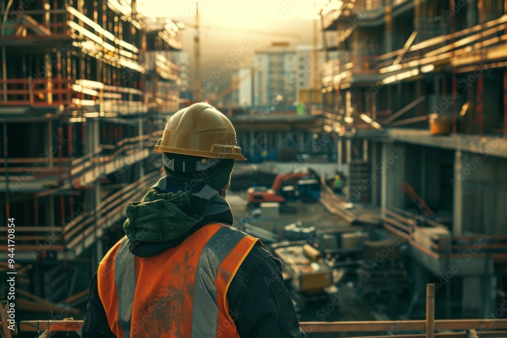 Civil engineer looking at a construction site Civil engineer looking at a construction site