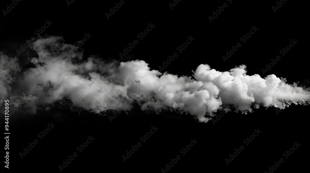 White smoke cloud formation, dark backdrop, abstract design White smoke cloud formation, dark backdrop, abstract design