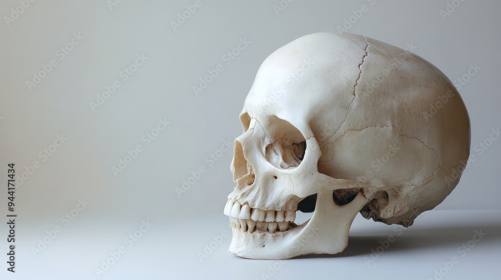 Human Skull in Profile View with Visible Teeth Human Skull in Profile View with Visible Teeth