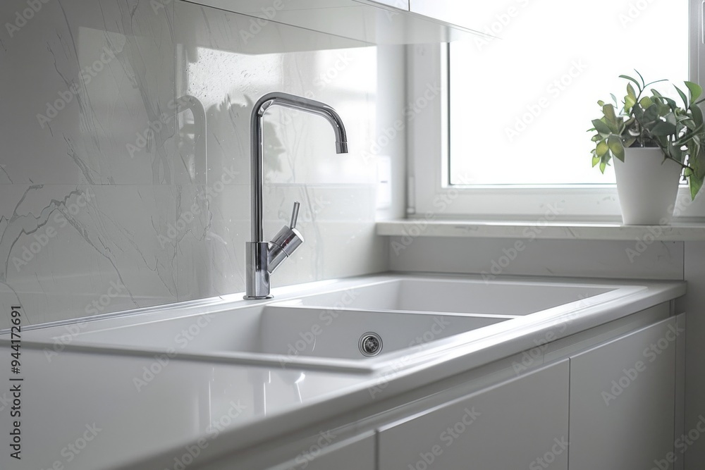 Modern sink in minimalistic kitchen Modern sink in minimalistic kitchen