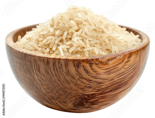PNG Wooden bowl with uncooked rice