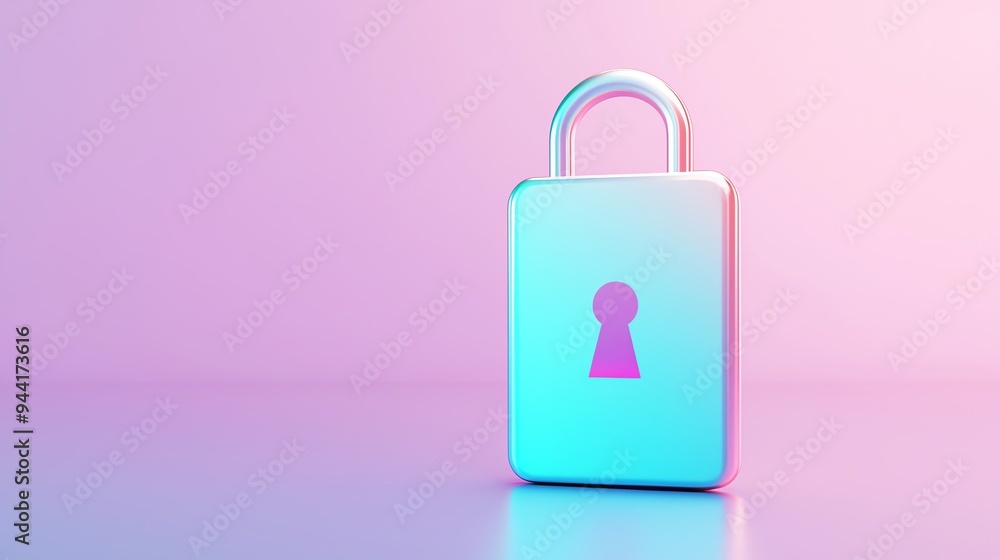 Private digital wallet with lock, secure payments concept, minimal copy space, 3D illustration Private digital wallet with lock, secure payments concept, minimal copy space, 3D illustration