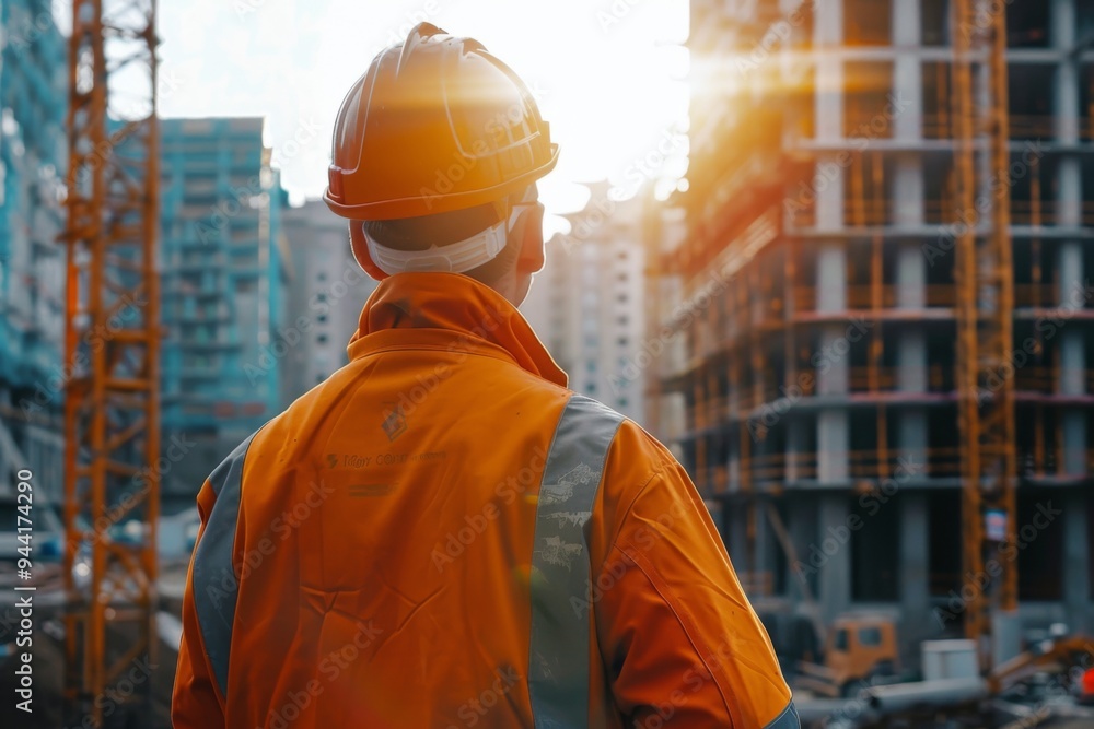Civil engineer looking at a construction site Civil engineer looking at a construction site