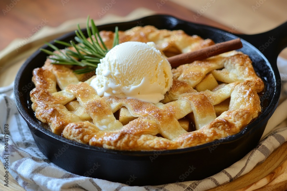 Homemade Apple Pie with Vanilla Ice Cream and Cinnamon Stick Homemade Apple Pie with Vanilla Ice Cream and Cinnamon Stick
