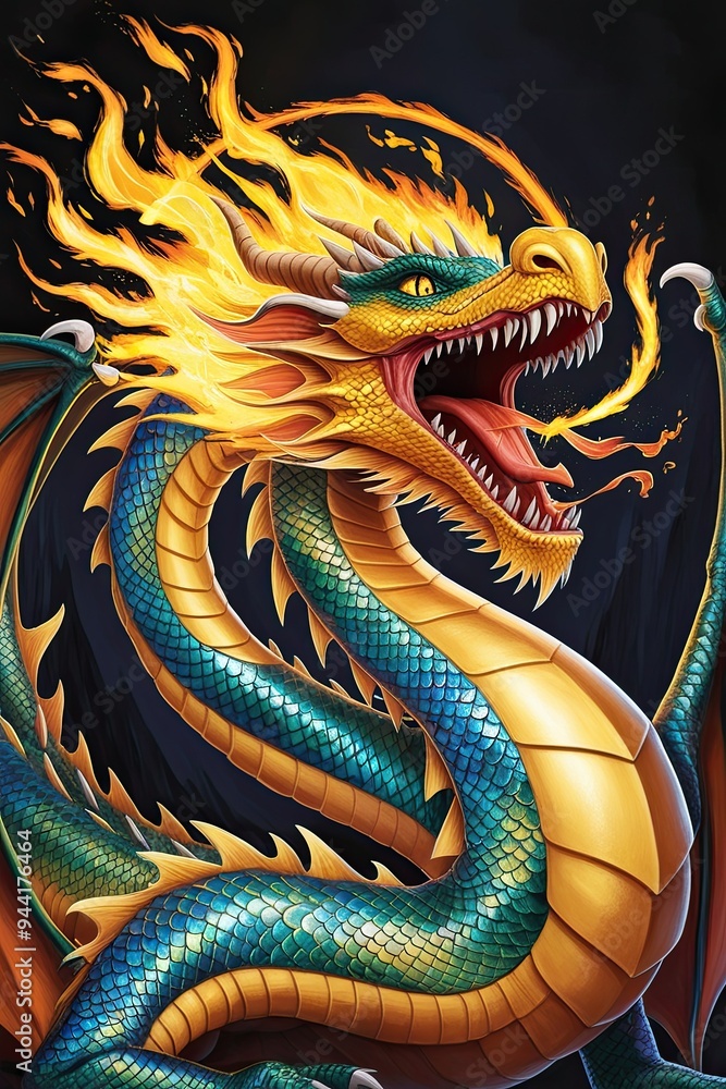 Fototapeta premium Fantasy dragon 3d illustration 
