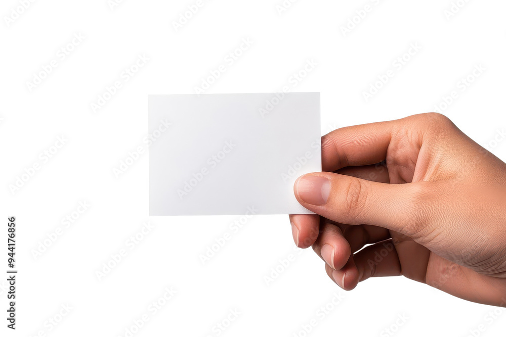 A person holding a blank card with a clean background, perfect for templates or customizable content. A person holding a blank card with a clean background, perfect for templates or customizable content.