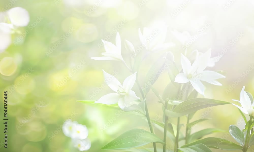 Fresh white flowers bloom against a sunny, bokeh background Fresh white flowers bloom against a sunny, bokeh background