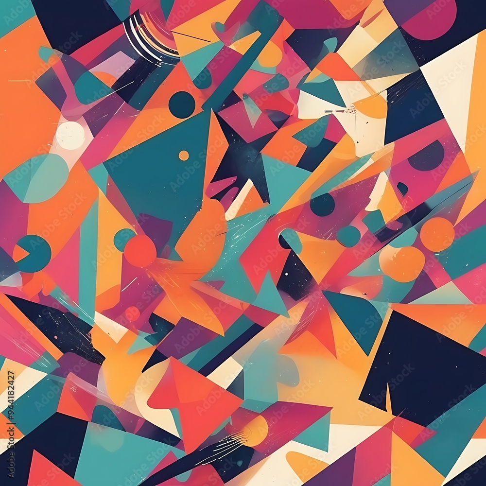 Obraz premium A vibrant background illustration featuring abstract geometric shapes, attractive bright abstract colorful variant shapes background