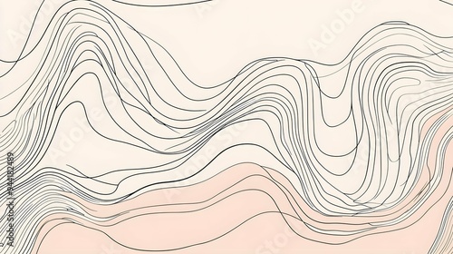 Abstract line art background vector. Minimalist pencil hand drawn contour doodle scribble curve lines style background. Design illustration for fabric, print, cover, banner, decoration, wallpaper. 