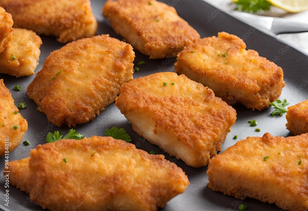Golden fried fish fillet nuggets, crispy on the outside, tender inside, perfect for seafood lovers. Golden fried fish fillet nuggets, crispy on the outside, tender inside, perfect for seafood lovers.