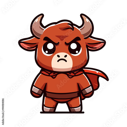 cute bull hero cartoon icon character