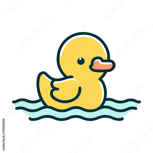 cute yellow duck swimming cartoon icon character