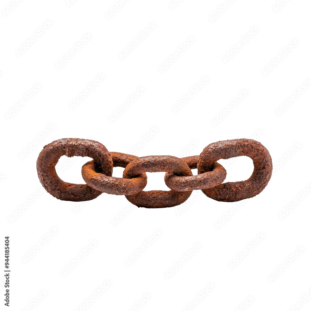 A rusty metal chain links symbolize strength and durability, ideal for industrial-themed designs and textures isolate on transparency background A rusty metal chain links symbolize strength and durability, ideal for industrial-themed designs and textures isolate on transparency background