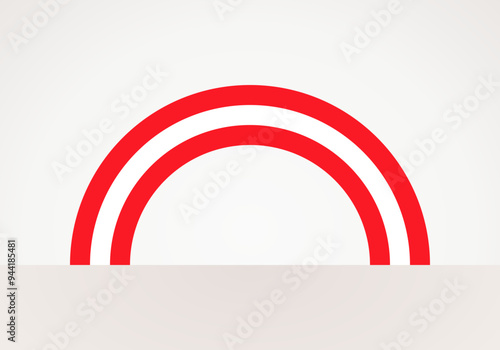 Semicircular flag of Austria, Dordrecht or Leuven. Arc shape like a rainbow.