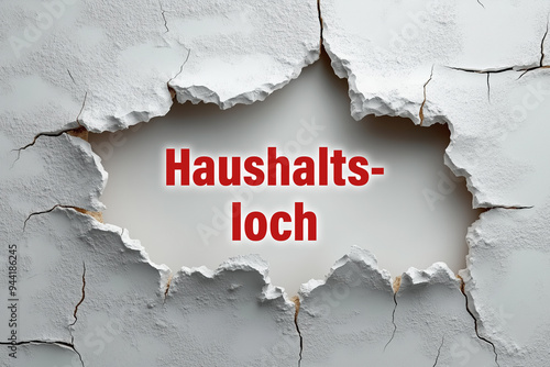 Loch in der Wand mit Text 