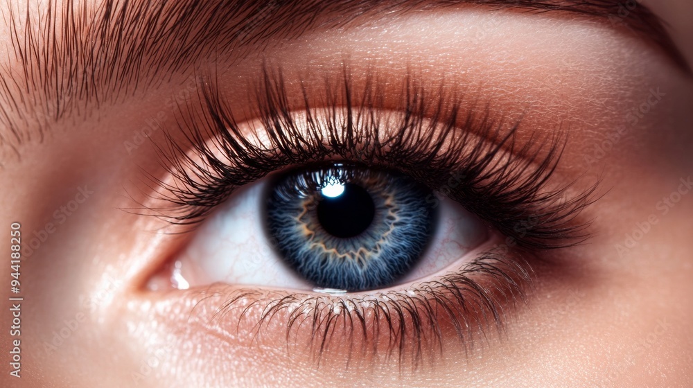 A close up of an eye with thick eyelashes A close up of an eye with thick eyelashes