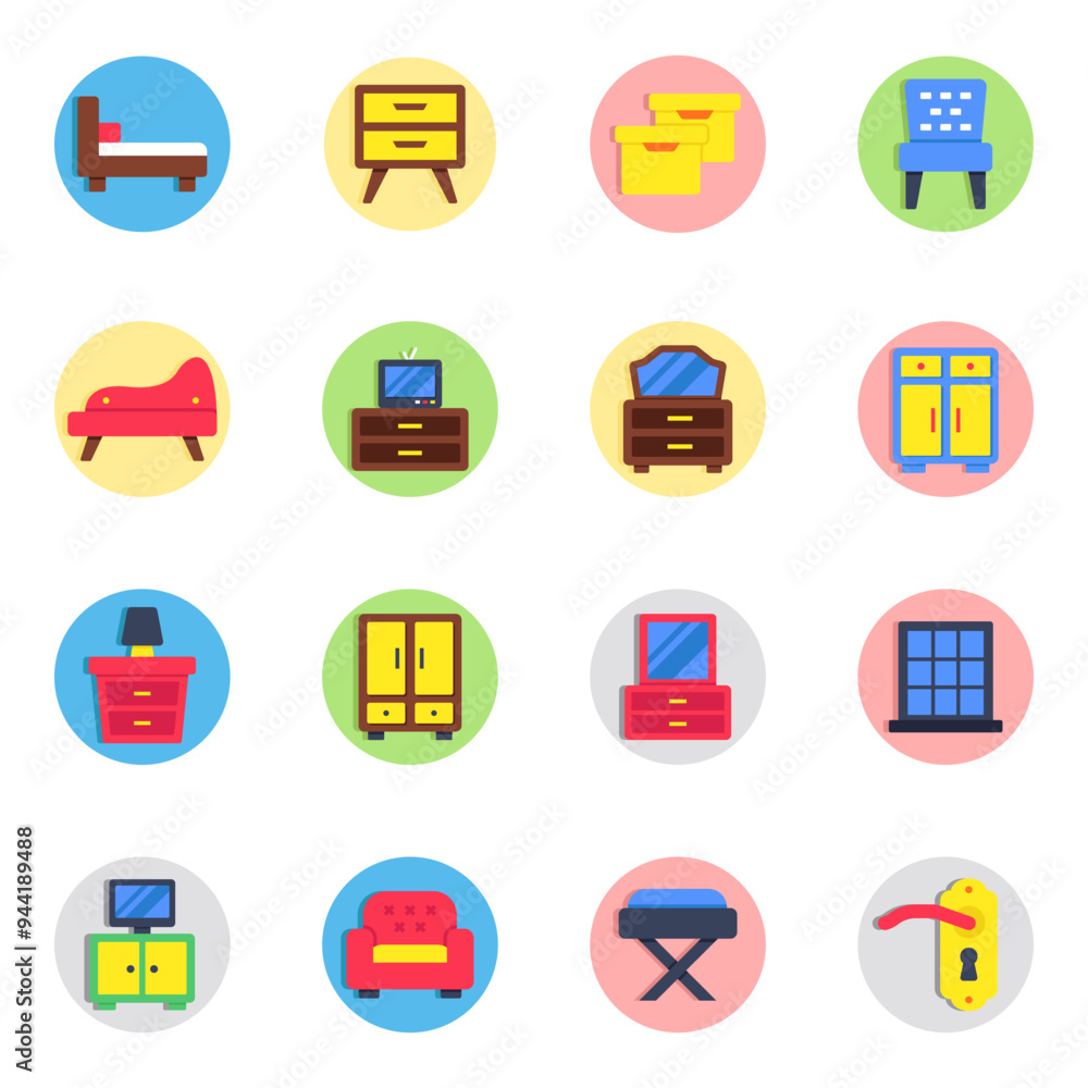 Set of Furniture Flat Icons
Set of Furniture Flat Icons