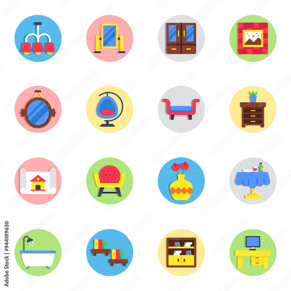 Set of Home Furnishing Flat Icons
Set of Home Furnishing Flat Icons