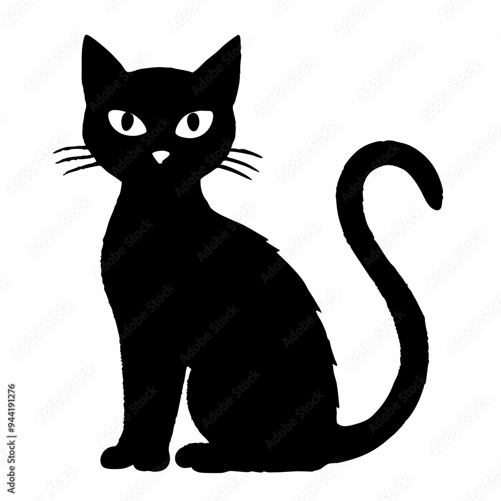 Fototapeta premium Halloween vector SVG Cut Files for Cricut, Cat Silhouette, Black Cat Svg, Spooky Svg