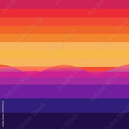 Vibrant Sunset Gradient Smooth Orange, Pink, and Purple Transitions in Vector Art