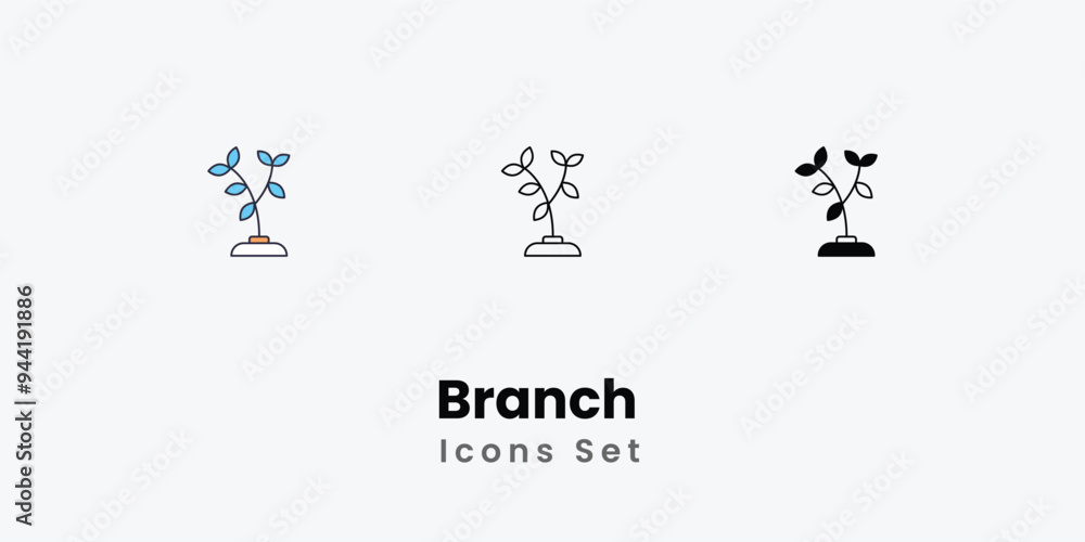 Branch Icons thin line and glyph vector icon stock illustration Branch Icons thin line and glyph vector icon stock illustration