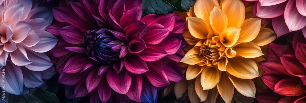 Obraz premium Colorful dahlia floral background