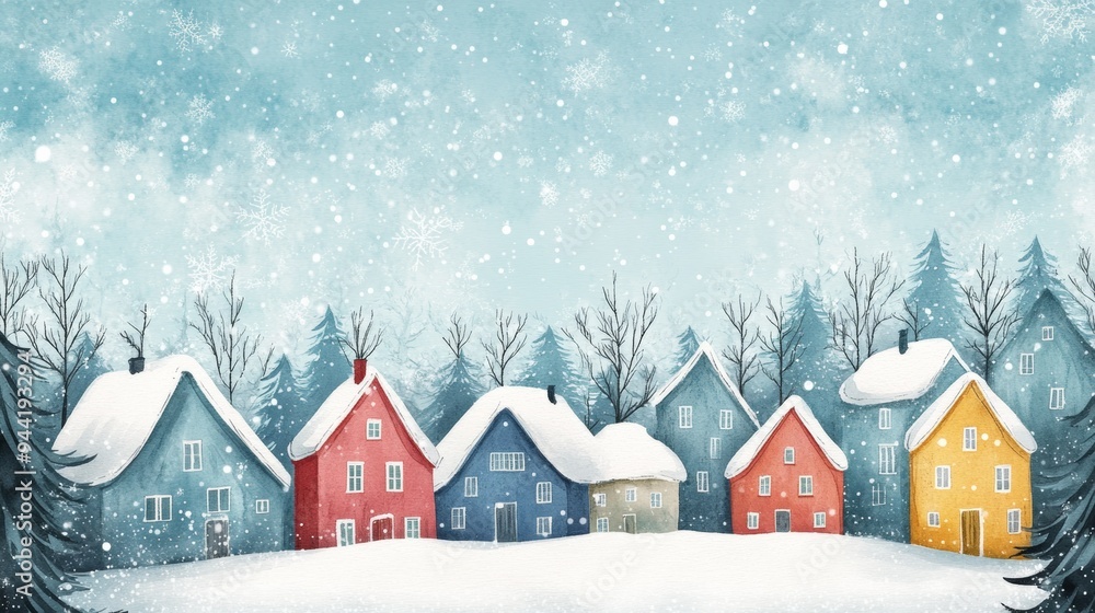 Fototapeta premium Christmas houses in the forest
