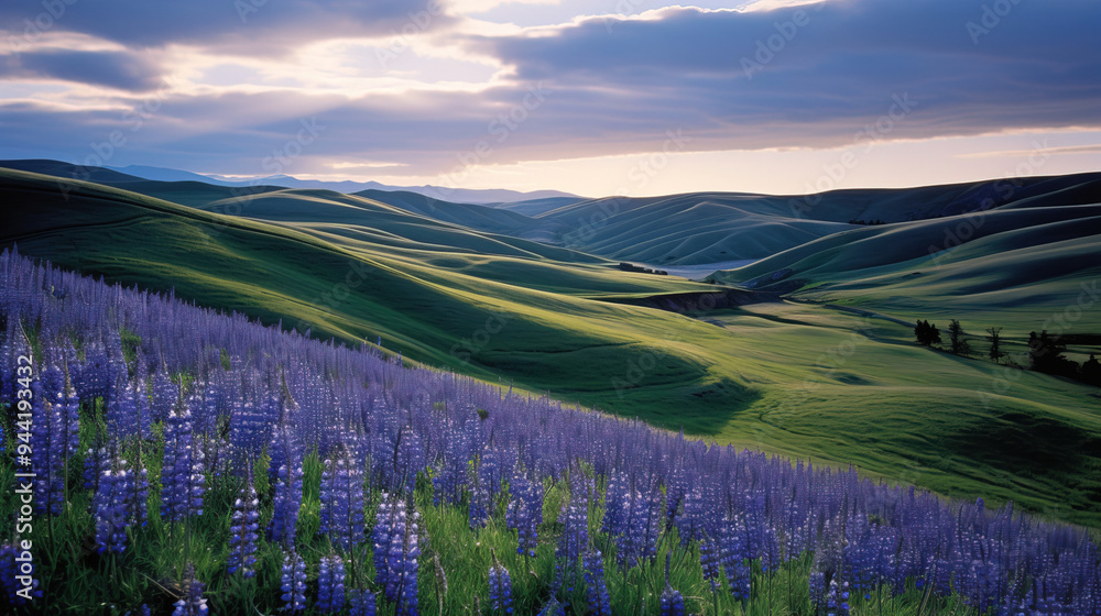 Stunning View of Rolling Hills and Wildflowers Stunning View of Rolling Hills and Wildflowers