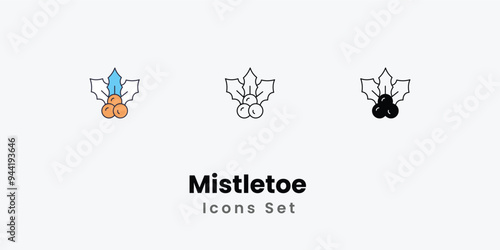 Mistletoe  Icons thin line and glyph vector icon stock illustration