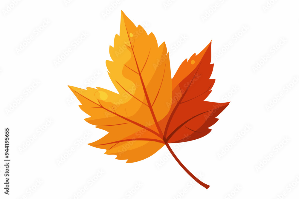 A single, vibrant autumn leaf stands out against a stark white background, highlighting its rich colors and intricate details, a true representation of autumn’s simplicity and beauty.
