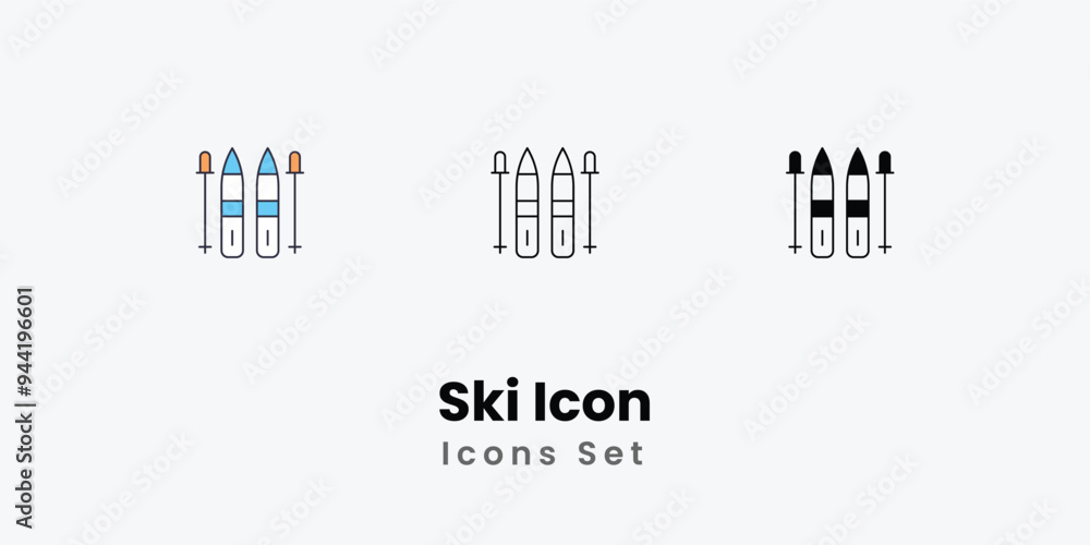 Ski Icon Icons thin line and glyph vector icon stock illustration Ski Icon Icons thin line and glyph vector icon stock illustration