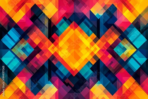 Abstract Geometric Pattern with Vibrant Colors created with Generative AI