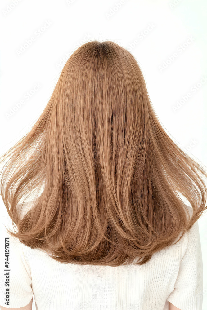 Naklejka premium Young Woman with Long Flowing Hair Looking Thoughtfully into the Distance