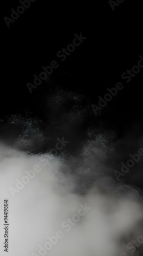 Fog and mist effect on isolated black background for text or space photo