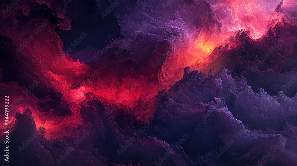 Fototapeta premium Dark and moody abstract design with layers of red and purple, forming a complex texture.