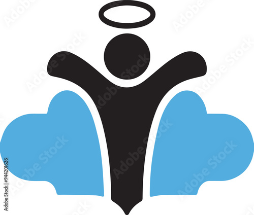 creative logo with a silhouette of a person with outstretched arms  vector illustration
