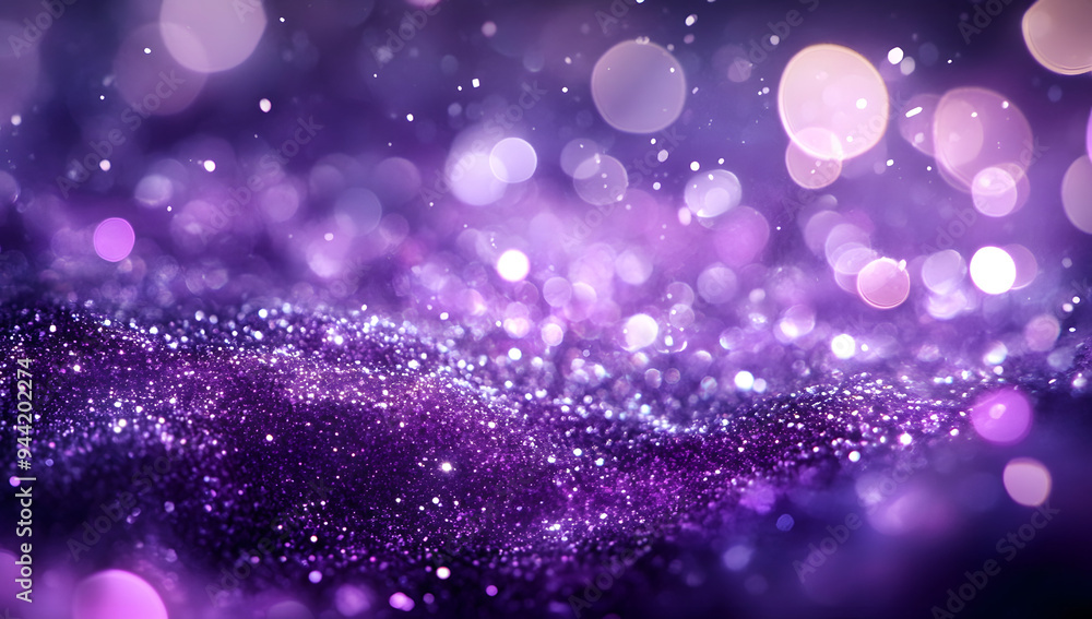 Elegant and detailed purple glitter particles flowing underwater on a shimmering luxury background Elegant and detailed purple glitter particles flowing underwater on a shimmering luxury background