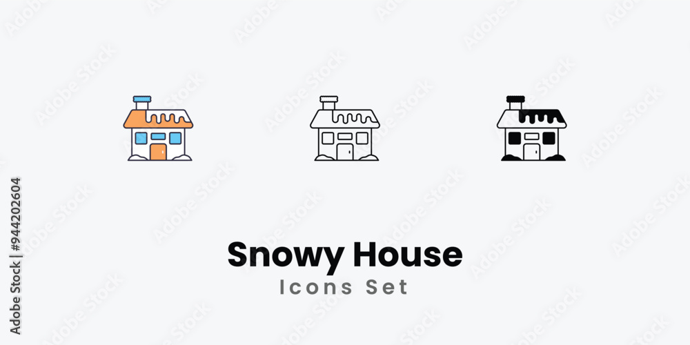 Snowy House Icons thin line and glyph vector icon stock illustration Snowy House Icons thin line and glyph vector icon stock illustration