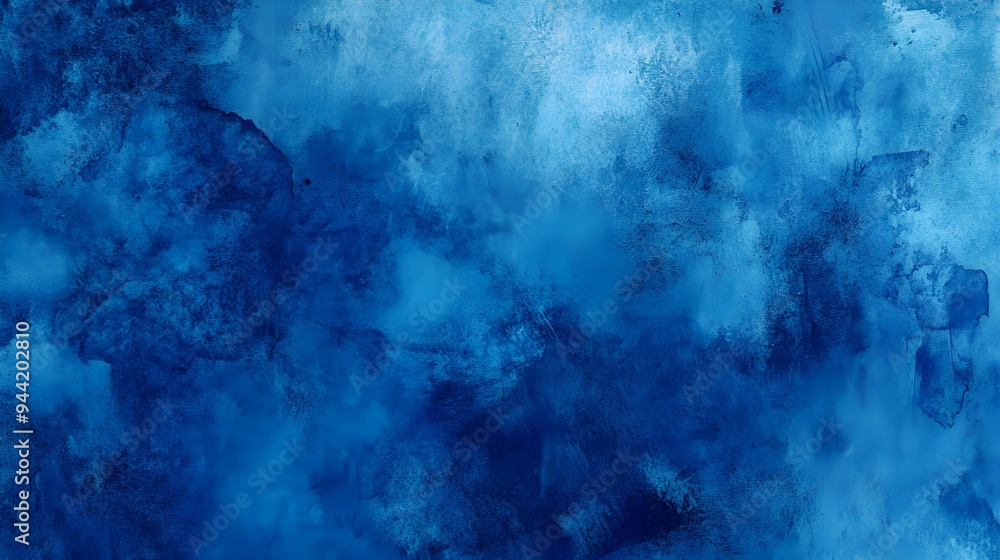 Obraz premium Indigo tie dye background. Material watercolour design concept. Dirty art. Grunge style. Ink blur. Fragment of artwork. Spots of acrylic paint. Modern indigo blue watercolor banner template