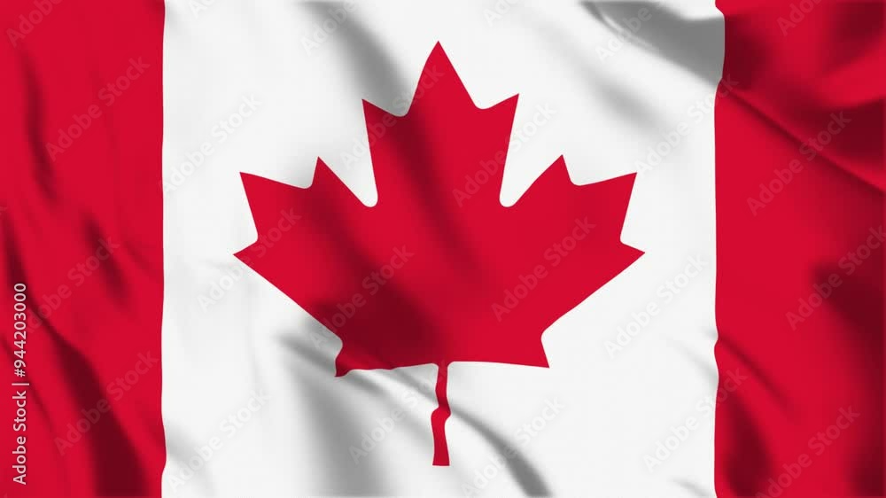 Canada flag seamless loop animation. The National flag of Canada is 3d waving Canada flag seamless loop animation. The National flag of Canada is 3d waving