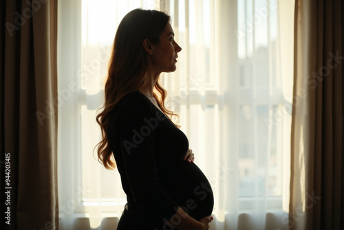 photo of silhouette pregnant woman with white curtain in background, generative AI Free Download photo of silhouette pregnant woman with white curtain in background, generative AI - GFXLoad