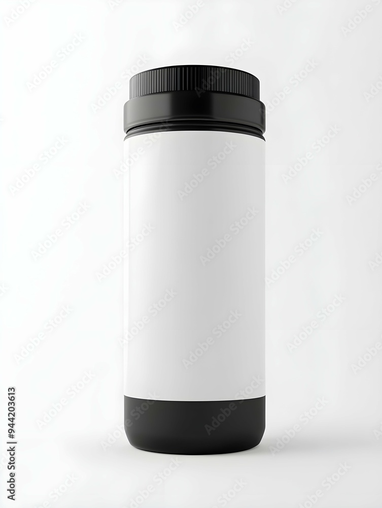 Large white and black travel thermos bottle Mockup isolated on white, 3d rendering Large white and black travel thermos bottle Mockup isolated on white, 3d rendering