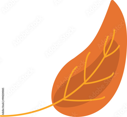 Dry herbarium willow leaf. Light weightless floating leaf. Simple color cozy illustration. Hand drawn cartoon vector isolated on white background