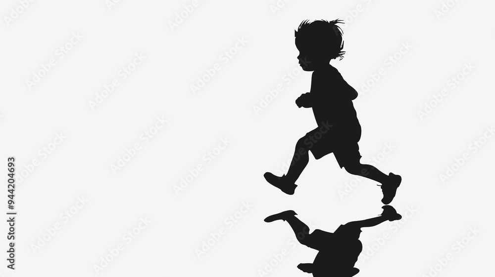 Vector image of a boy running. Flat background, high contrast Vector image of a boy running. Flat background, high contrast