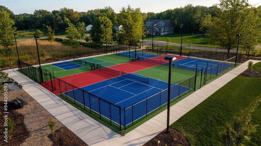 Aerial View of a Multi-Court Tennis Complex Aerial View of a Multi-Court Tennis Complex