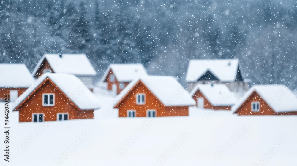 First snowfall of the season covering a small village, winter weather, fresh and clean First snowfall of the season covering a small village, winter weather, fresh and clean