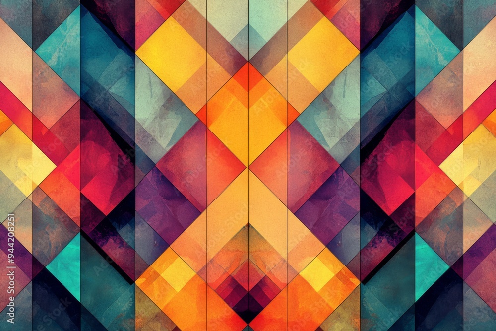 Abstract Geometric Pattern with Vibrant Colors created with Generative AI Abstract Geometric Pattern with Vibrant Colors created with Generative AI