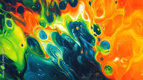 A colorful abstract background with a mix of bright orange green and blue hues creating a lively and energetic composition photo